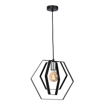 Hanglamp aan een koord HEXAGON 1xE27/60W/230V zwart/chroom