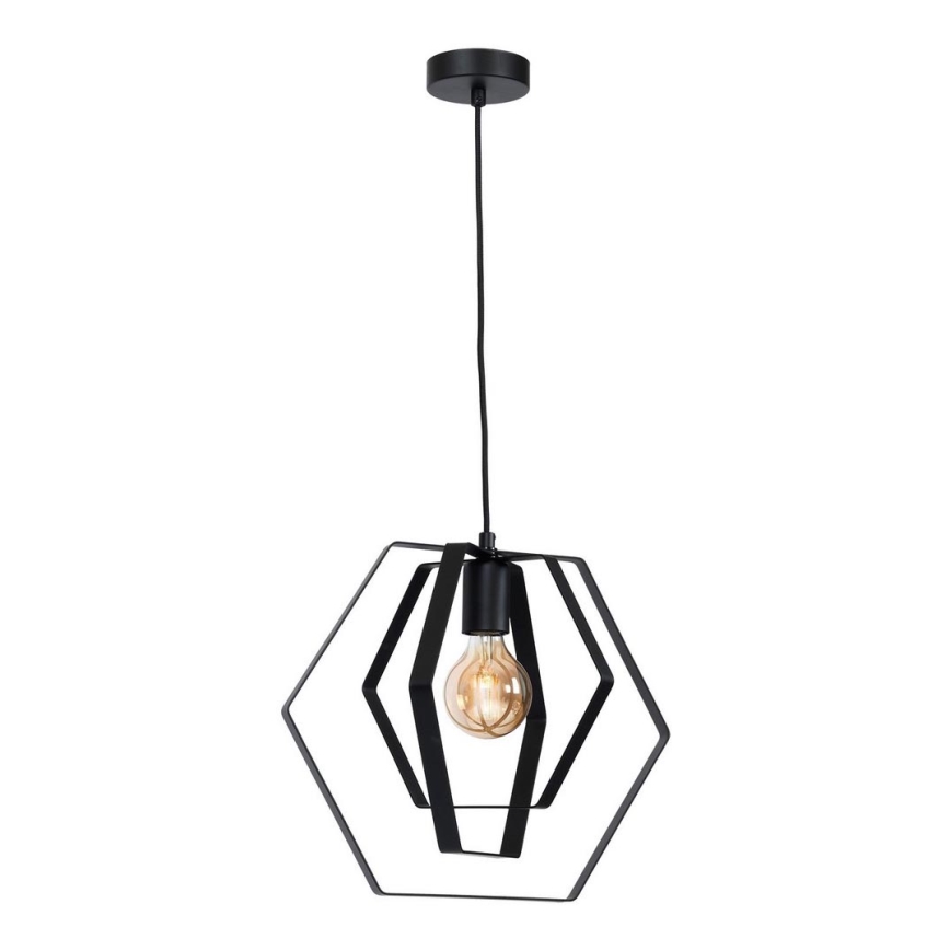 Hanglamp aan een koord HEXAGON 1xE27/60W/230V zwart