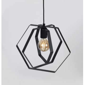 Hanglamp aan een koord HEXAGON 1xE27/60W/230V zwart