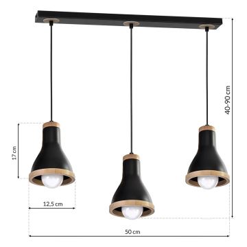 Hanglamp aan een koord HOLLY 3xE27/60W/230V