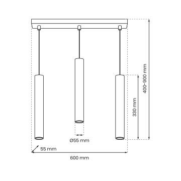 Hanglamp aan een koord HUDSON 3xGU10/8W/230V wit