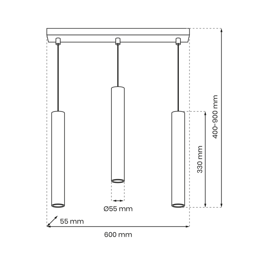 Hanglamp aan een koord HUDSON 3xGU10/8W/230V wit