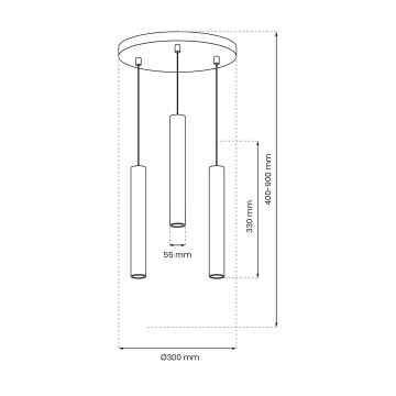 Hanglamp aan een koord HUDSON 3xGU10/8W/230V zwart