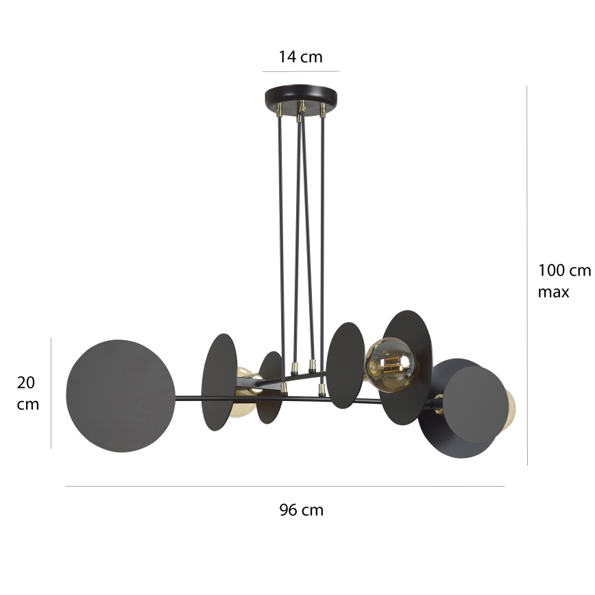 Hanglamp aan een koord IDEA 4xE27/15W/230V zwart