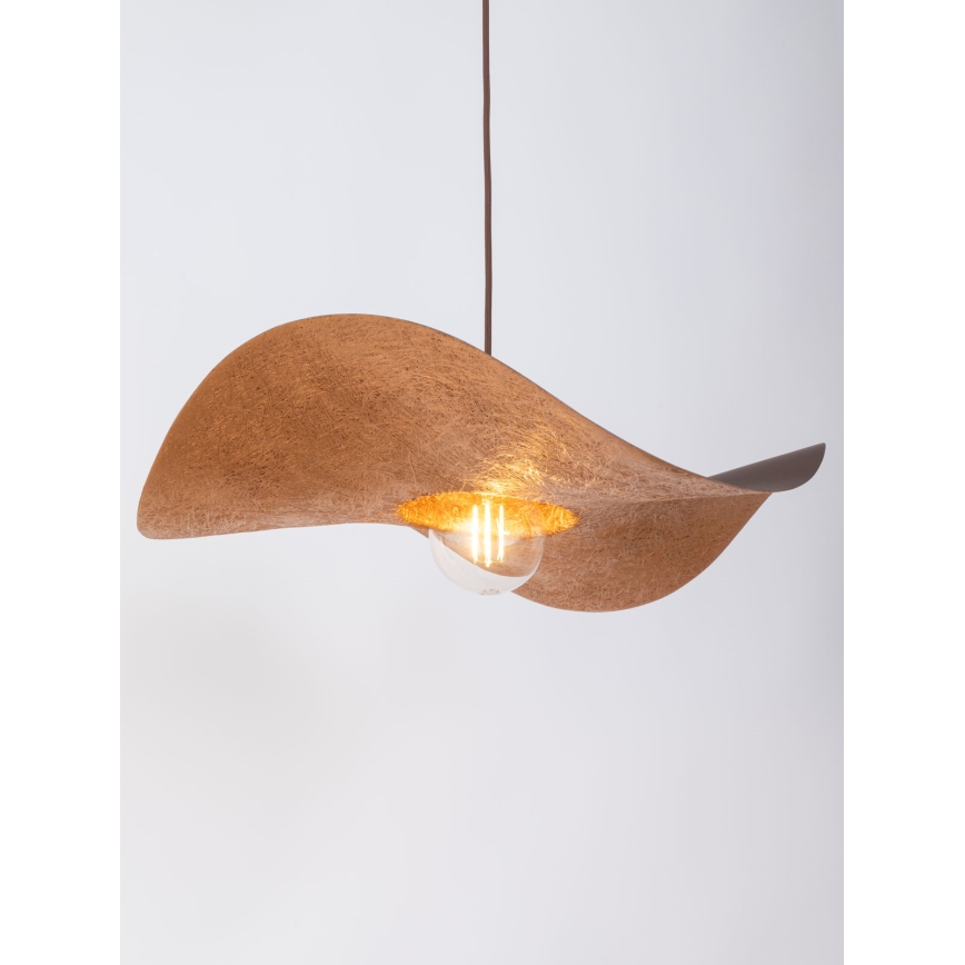 Hanglamp aan een koord KAPELLO 1xE27/60W/230V diameter 55 cm bruin/koper