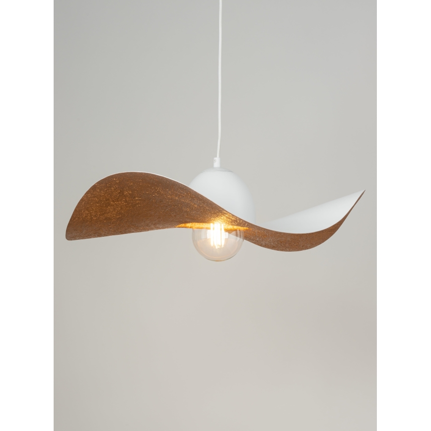 Hanglamp aan een koord KAPELLO 1xE27/60W/230V diameter 55 cm wit/koper