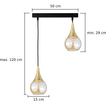 Hanglamp aan een koord LACRIMA HONEY 2xE27/60W/230V