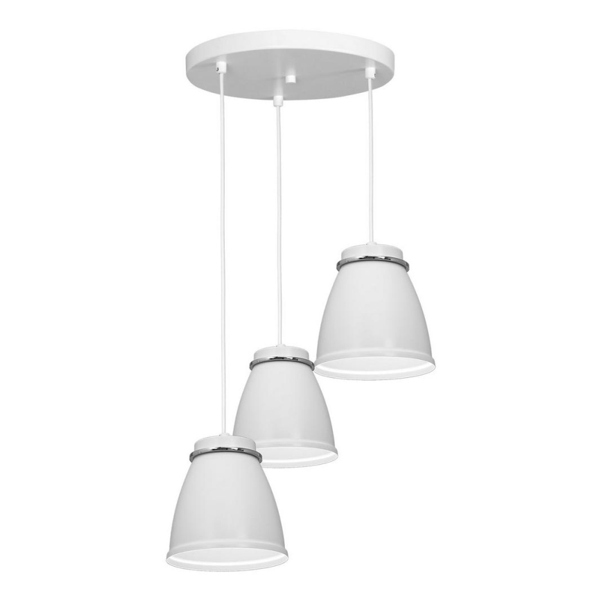 Hanglamp aan een koord LERDO 3xE27/60W/230V wit/glanzend chroom 