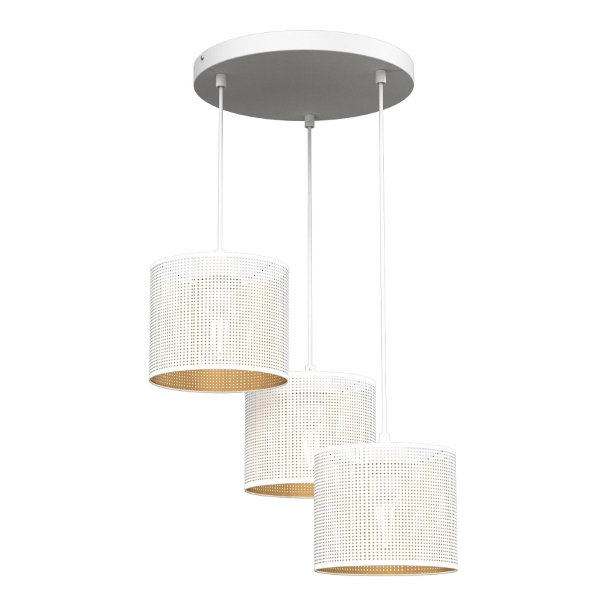 Hanglamp aan een koord LOFT SHADE 3xE27/60W/230V wit/gouden