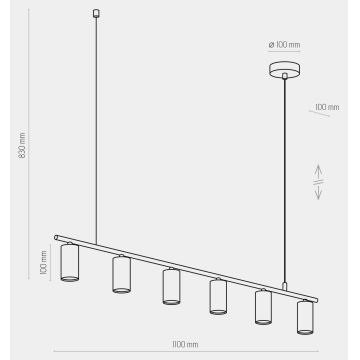 Hanglamp aan een koord LOGAN BLACK 6xGU10/10W/230V