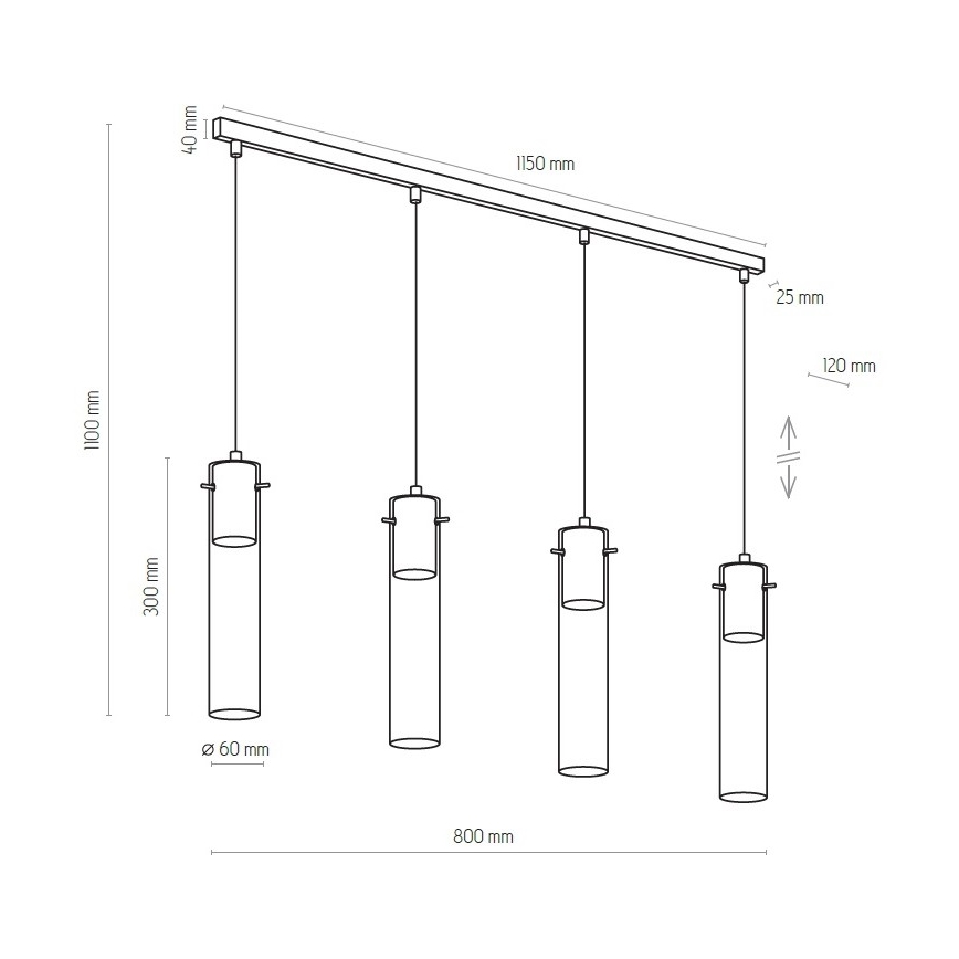 Hanglamp aan een koord LOOK GRAPHITE 4xGU10/10W/230V