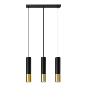 Hanglamp aan een koord LOOPEZ 3xGU10/10W/230V zwart/goud