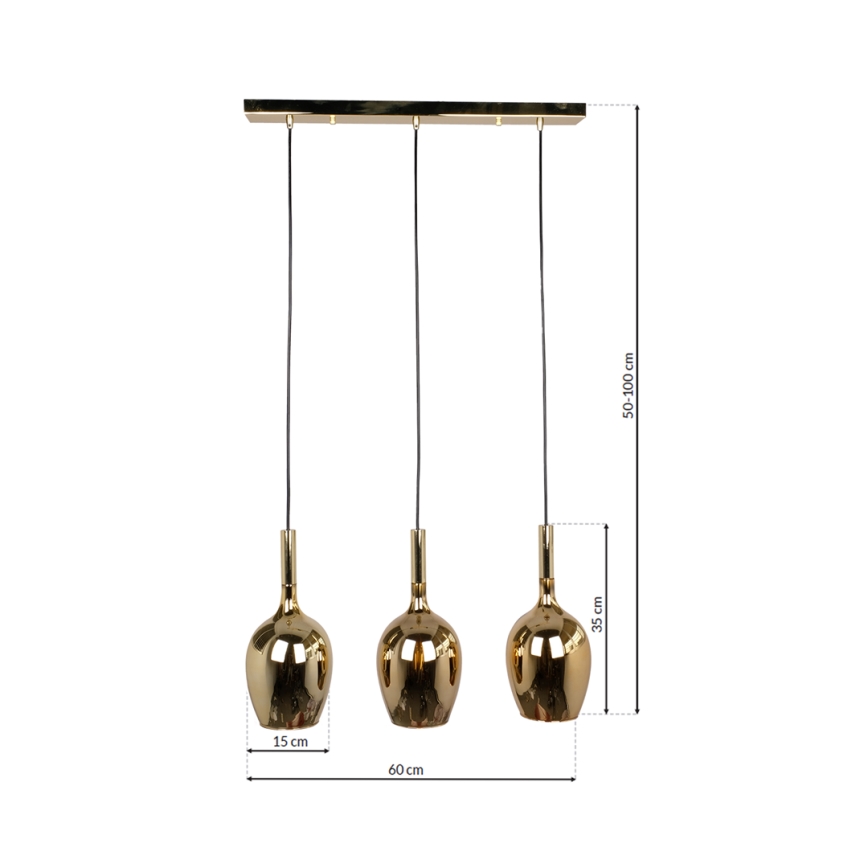 Hanglamp aan een koord LUGANO 3xE14/40W/230V goud