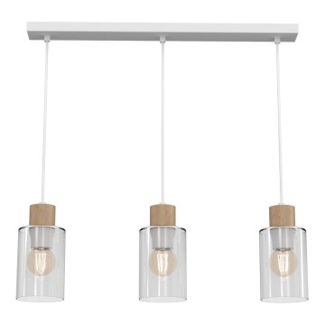 Hanglamp aan een koord MADERA 3xE27/60W/230V wit/hout