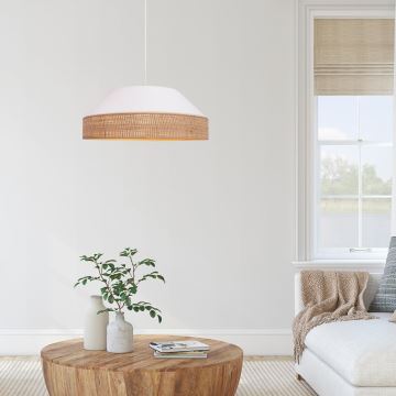 Hanglamp aan een koord MANISO 1xE27/60W/230V diameter 45 cm wit/beige