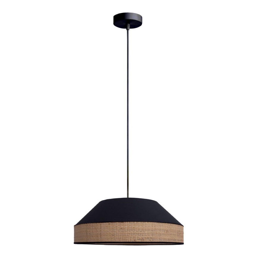 Hanglamp aan een koord MANISO 1xE27/60W/230V diameter 45 cm zwart/beige