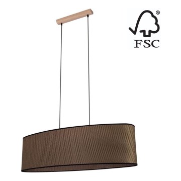 Hanglamp aan een koord MERCEDES 2xE27/40W/230V bruin/eiken – FSC gecertificeerd