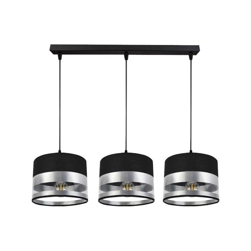 Hanglamp aan een koord MILO 3xE27/60W/230V zilver/zwart