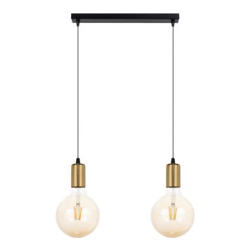 Hanglamp aan een koord MIROS 2xE27/60W/230V zwart/gouden