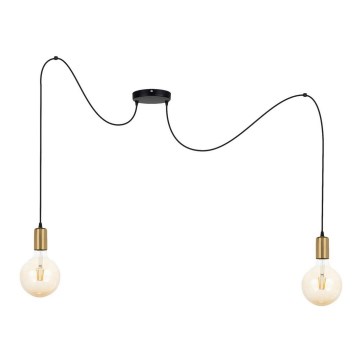 Hanglamp aan een koord MIROS 2xE27/60W/230V zwart/gouden