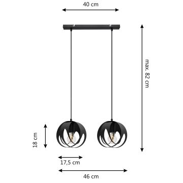 Hanglamp aan een koord MOONLIGHT 2xE27/60W/230V zwart