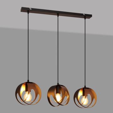 Hanglamp aan een koord MOONLIGHT 3xE27/60W/230V zwart/koper