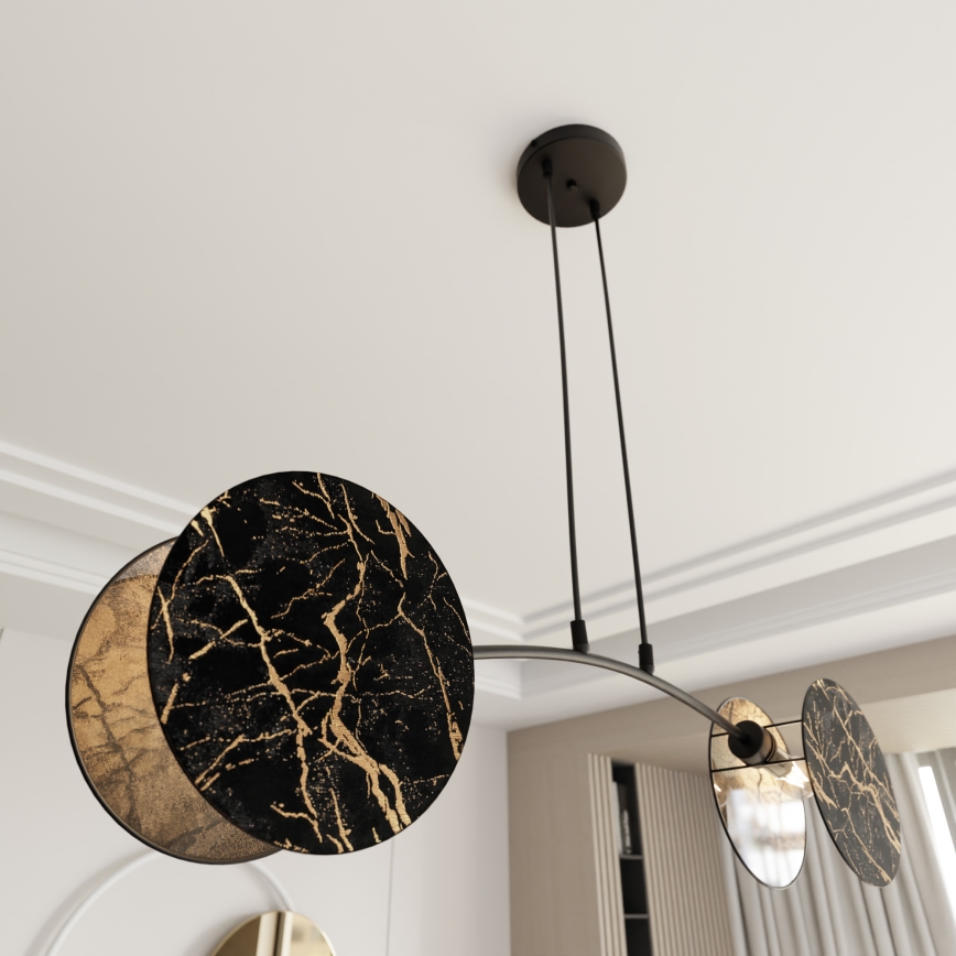 Hanglamp aan een koord MOTIF 2xE27/15W/230V zwart/goud