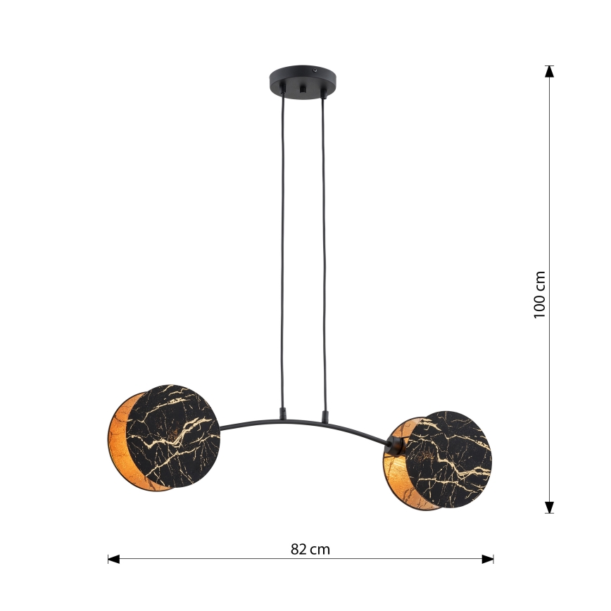 Hanglamp aan een koord MOTIF 2xE27/15W/230V zwart/goud