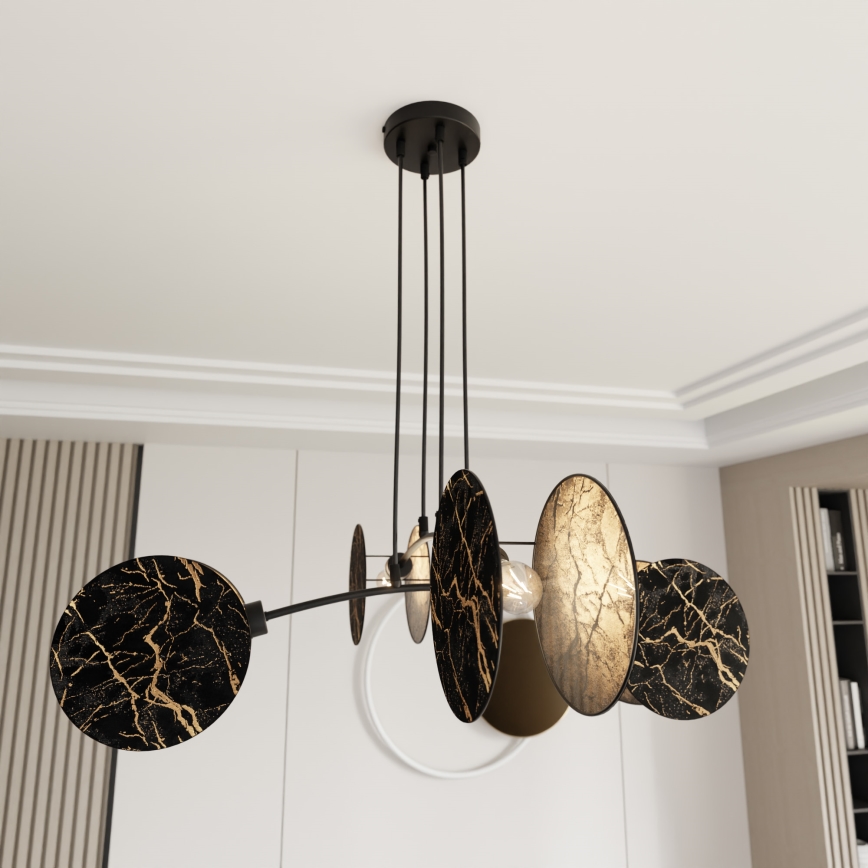 Hanglamp aan een koord MOTIF 4xE27/15W/230V zwart/goud