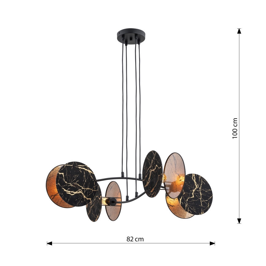 Hanglamp aan een koord MOTIF 4xE27/15W/230V zwart/goud