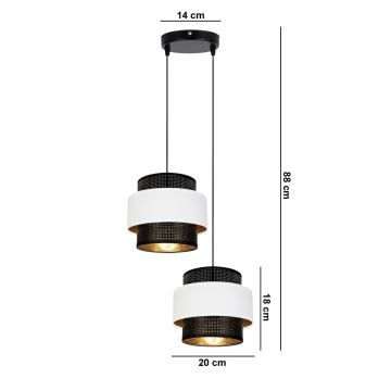 Hanglamp aan een koord NESS 2xE27/60W/230V diameter 30 cm zwart/wit