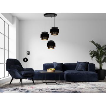 Hanglamp aan een koord NESS 3xE27/60W/230V diameter 45 cm zwart