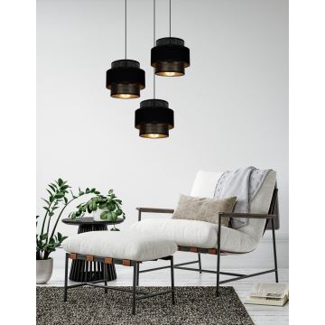 Hanglamp aan een koord NESS 3xE27/60W/230V diameter 45 cm zwart