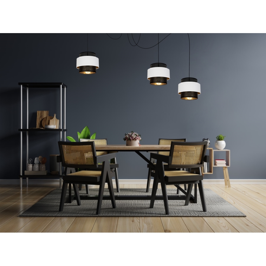 Hanglamp aan een koord NESS 3xE27/60W/230V zwart/wit