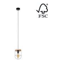 Hanglamp aan een koord NETUNO 1xE27/60W/230V eiken - FSC-gecertificeerd