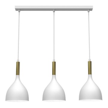 Hanglamp aan een koord NOAK 3xE27/60W/230V wit/gouden