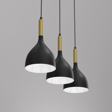 Hanglamp aan een koord NOAK 3xE27/60W/230V zwart/gouden