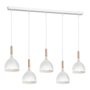 Hanglamp aan een koord NOAK 5xE27/60W/230V wit/hout