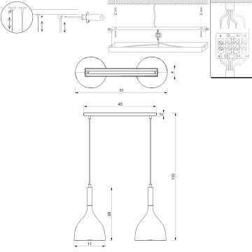 Hanglamp aan een koord NOAK WOOD 2xE27/60W/230V