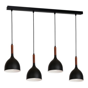 Hanglamp aan een koord NOAK WOOD 4xE27/60W/230V zwart/donker hout