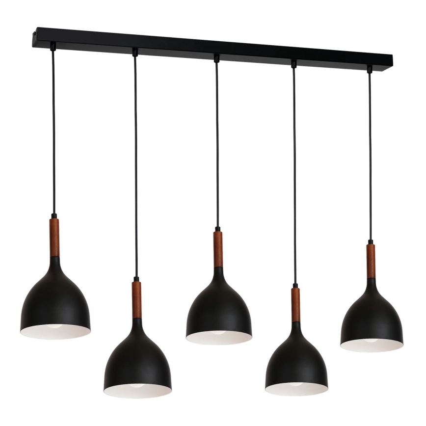 Hanglamp aan een koord NOAK WOOD 5xE27/60W/230V zwart/donker hout