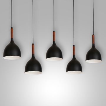 Hanglamp aan een koord NOAK WOOD 5xE27/60W/230V zwart/donker hout