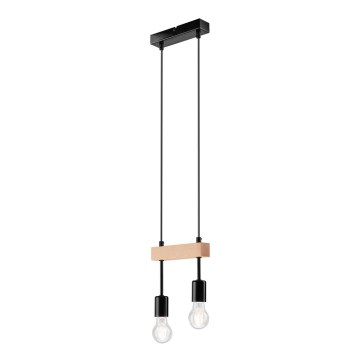 Hanglamp aan een koord ORAZIO 2xE27/60W/230V beuken - FSC gecertificeerd