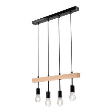 Hanglamp aan een koord ORAZIO 4xE27/60W/230V beuken - FSC gecertificeerd