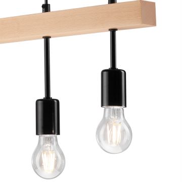 Hanglamp aan een koord ORAZIO 4xE27/60W/230V beuken - FSC gecertificeerd