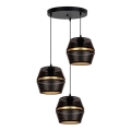 Hanglamp aan een koord PARIJS 3xE27/60W/230V diameter 45 cm zwart/goud