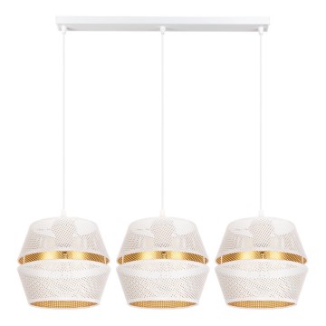 Hanglamp aan een koord PARIJS 3xE27/60W/230V wit/goud