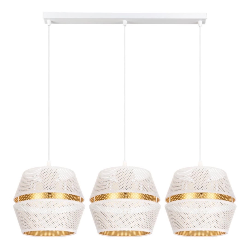 Hanglamp aan een koord PARIJS 3xE27/60W/230V wit/goud