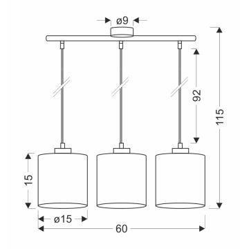 Hanglamp aan een koord PATTI 3xE27/60W/230V groen