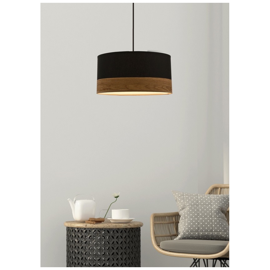 Hanglamp aan een koord PORTO 1xE27/60W/230V zwart/bruin